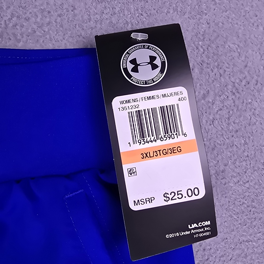 NEW Under Armour Shorts Women's 3XL Blue Athletic Loose Heatgear Solid Sportcore - Picture 7 of 15